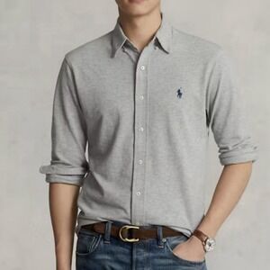 Polo Ralph Lauren Gray Herringbone Cotton Button Lowell Sport Shirt XXL